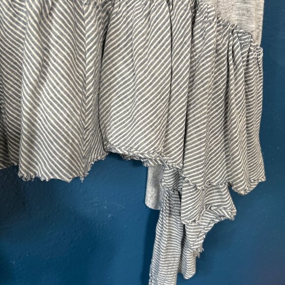 Gray Striped Ruffle Hem Sleeveless Mini Dress or Top S - Picture 5 of 7